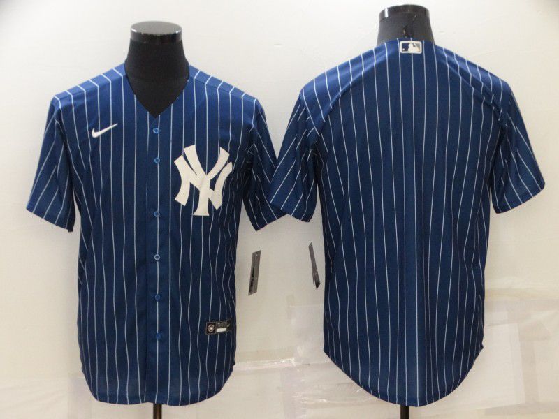 Men New York Yankees Blank Blue Stripe Throwback Nike 2022 MLB Jersey